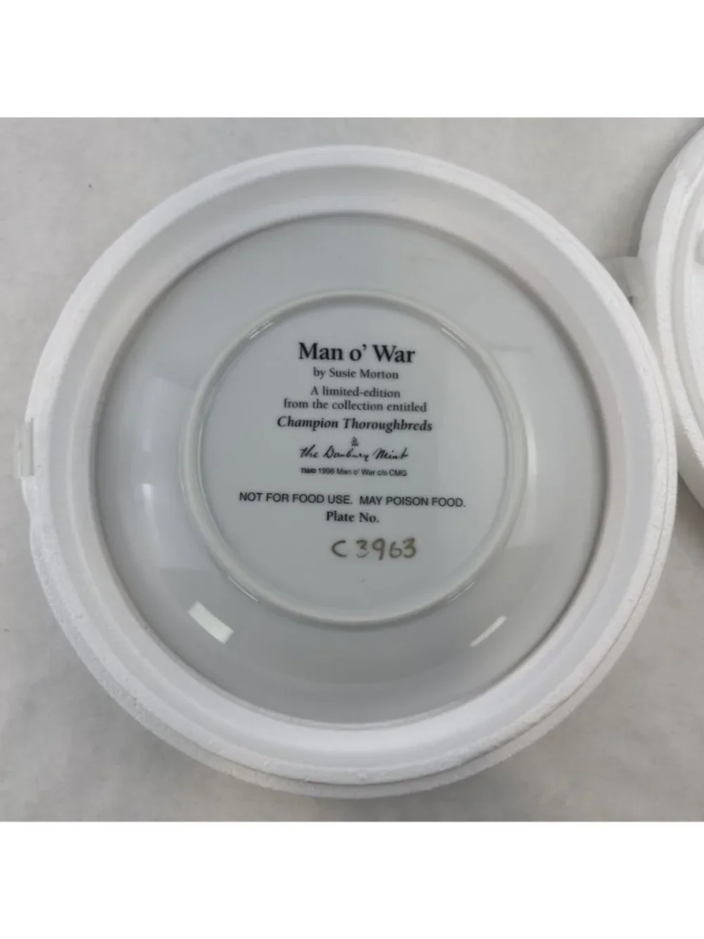 Vtg Man O War Champion Thoroughbreds Limited Edition Collector Plate 1996 8-inch - Picture 5 of 9
